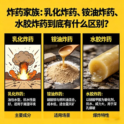 肇州炸药家族：乳化炸药、铵油炸药、水胶炸药到底有什么区别？